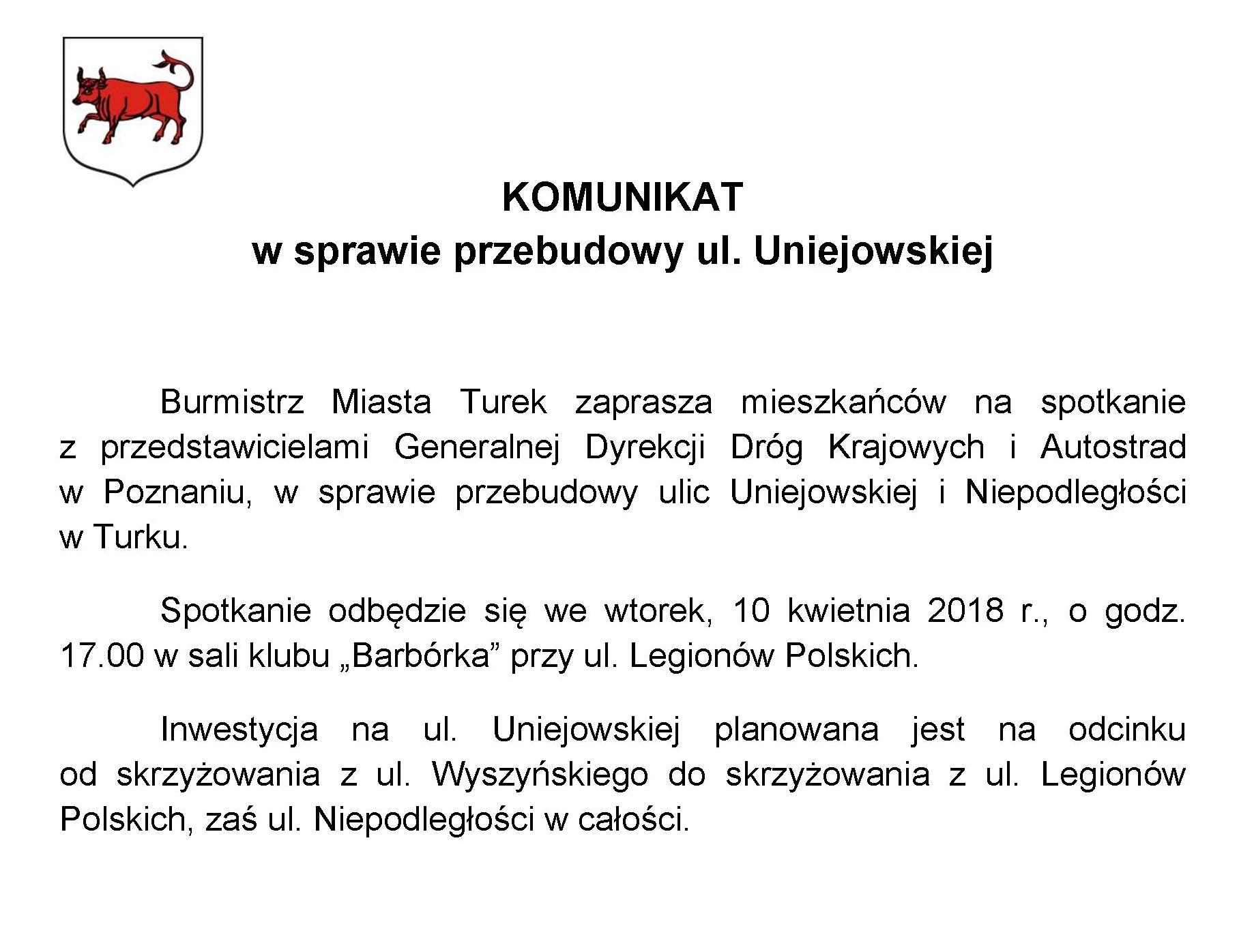 KOMUNIKAT Uniejowska poprawiony