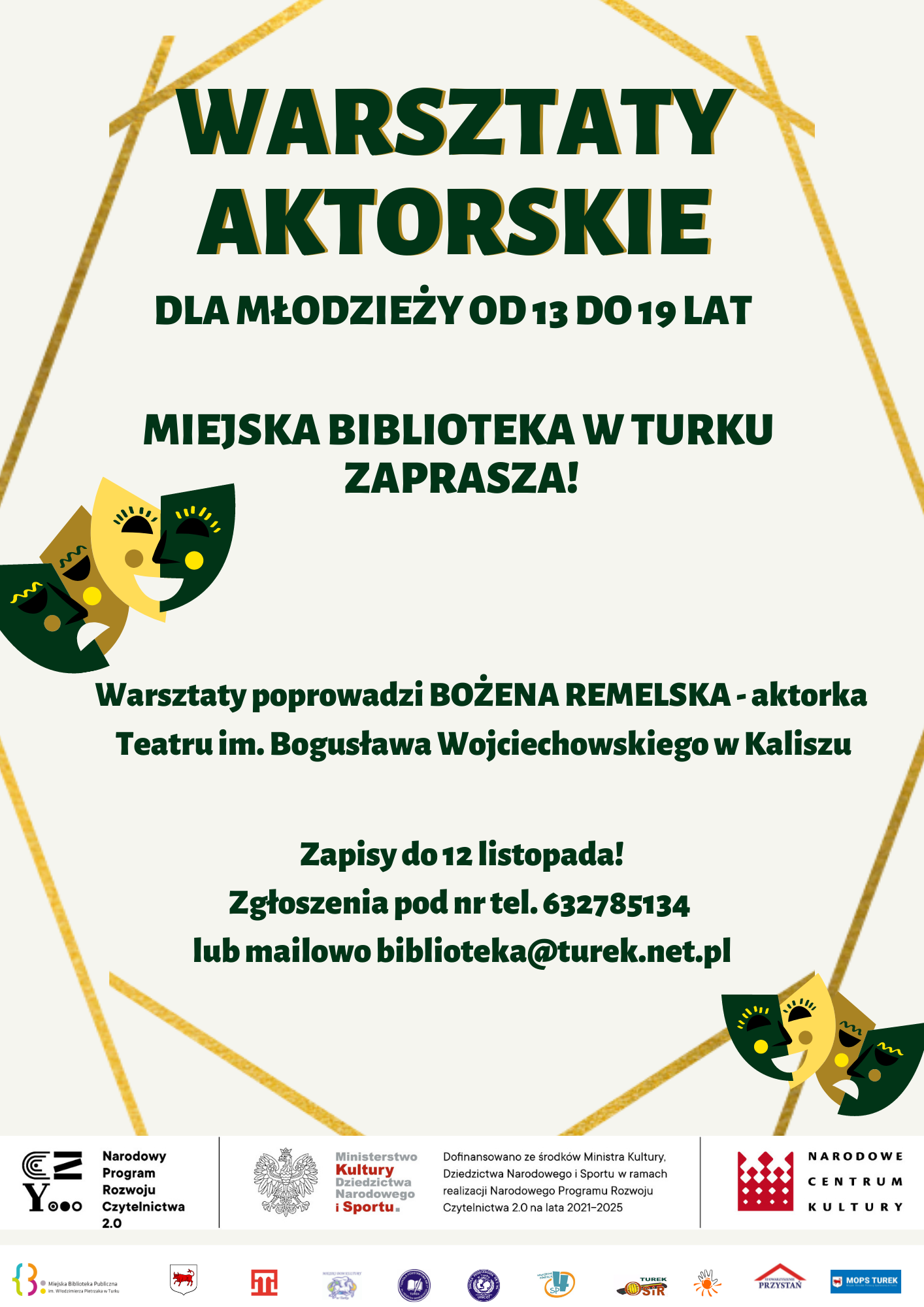 Plakat A3 WARSZTATY AKTORSKIE