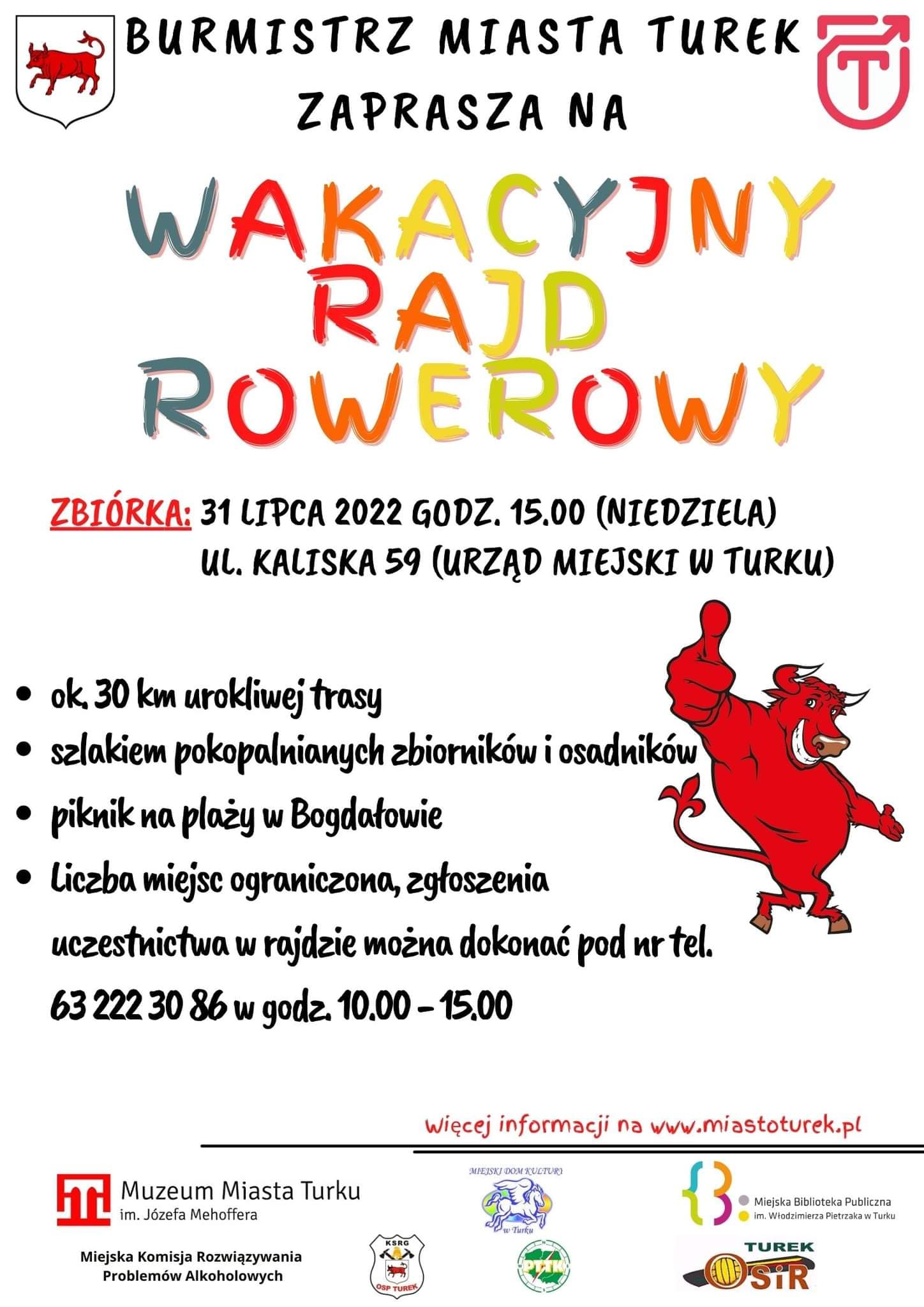 plakat wakacyjny rajd rowerowy