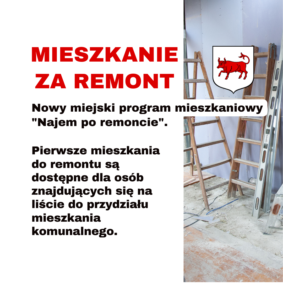 ogłoszenie o remoncie mieszkania, zdjęcie drabiny