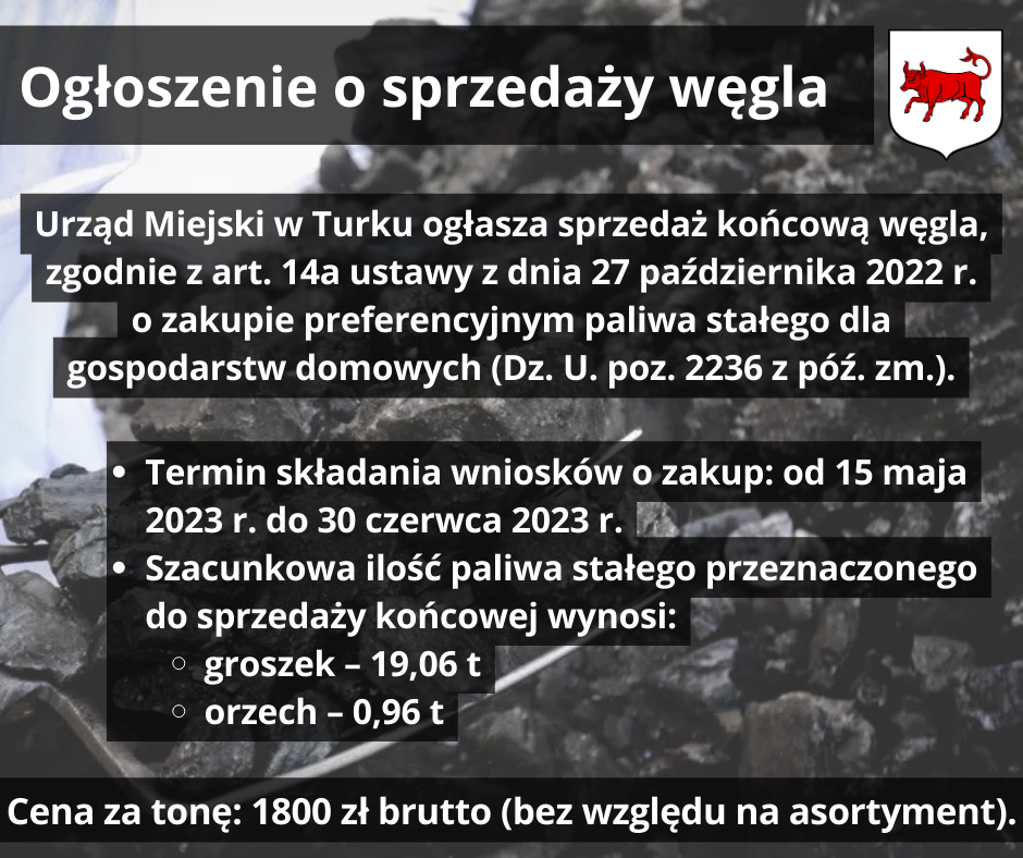 Ogłoszenie o sprzedaży węgla