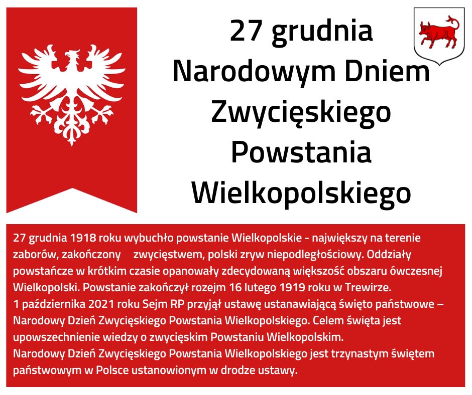 Komunikat dot. rocznicy wybuchu Powstania Wielkopolskiego