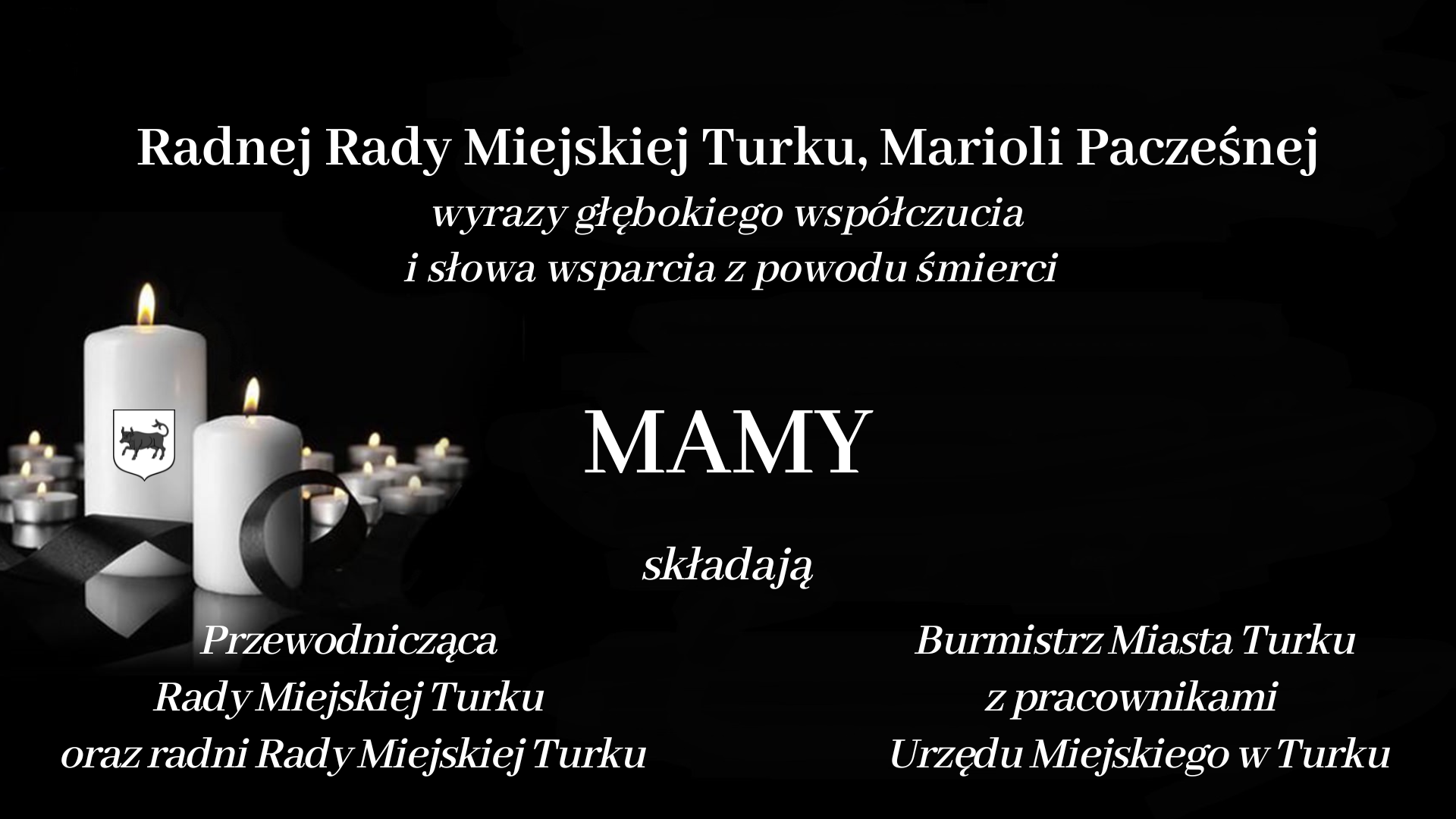 Kondolencje dla radnej Marioli Pacześnej