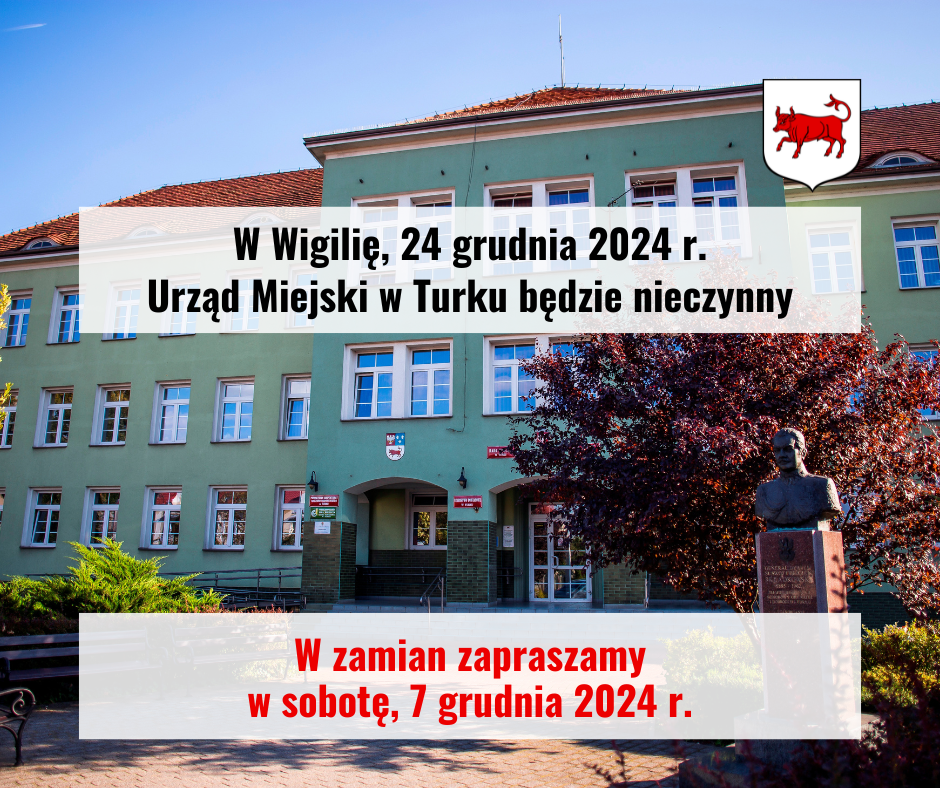 W sobotę, 7 grudnia zapraszamy do Urzędu Miejskiego