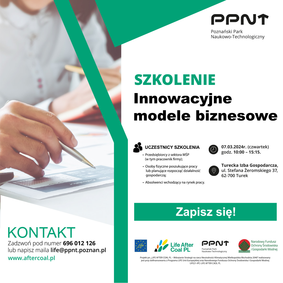 Bezpłatne szkolenie w ramach projektu Life After Coal pn. „Innowacyjne modele biznesowe”