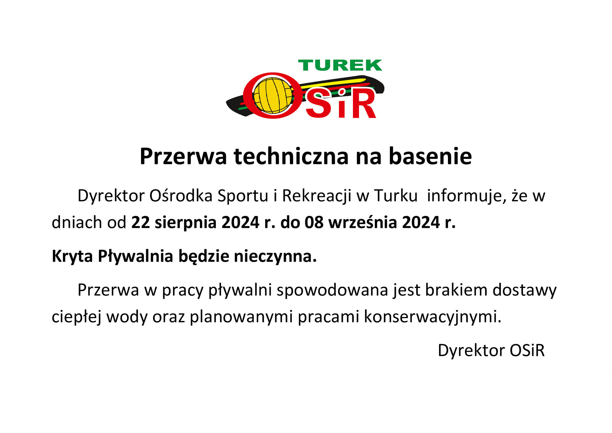 Przerwa techniczna na basenie