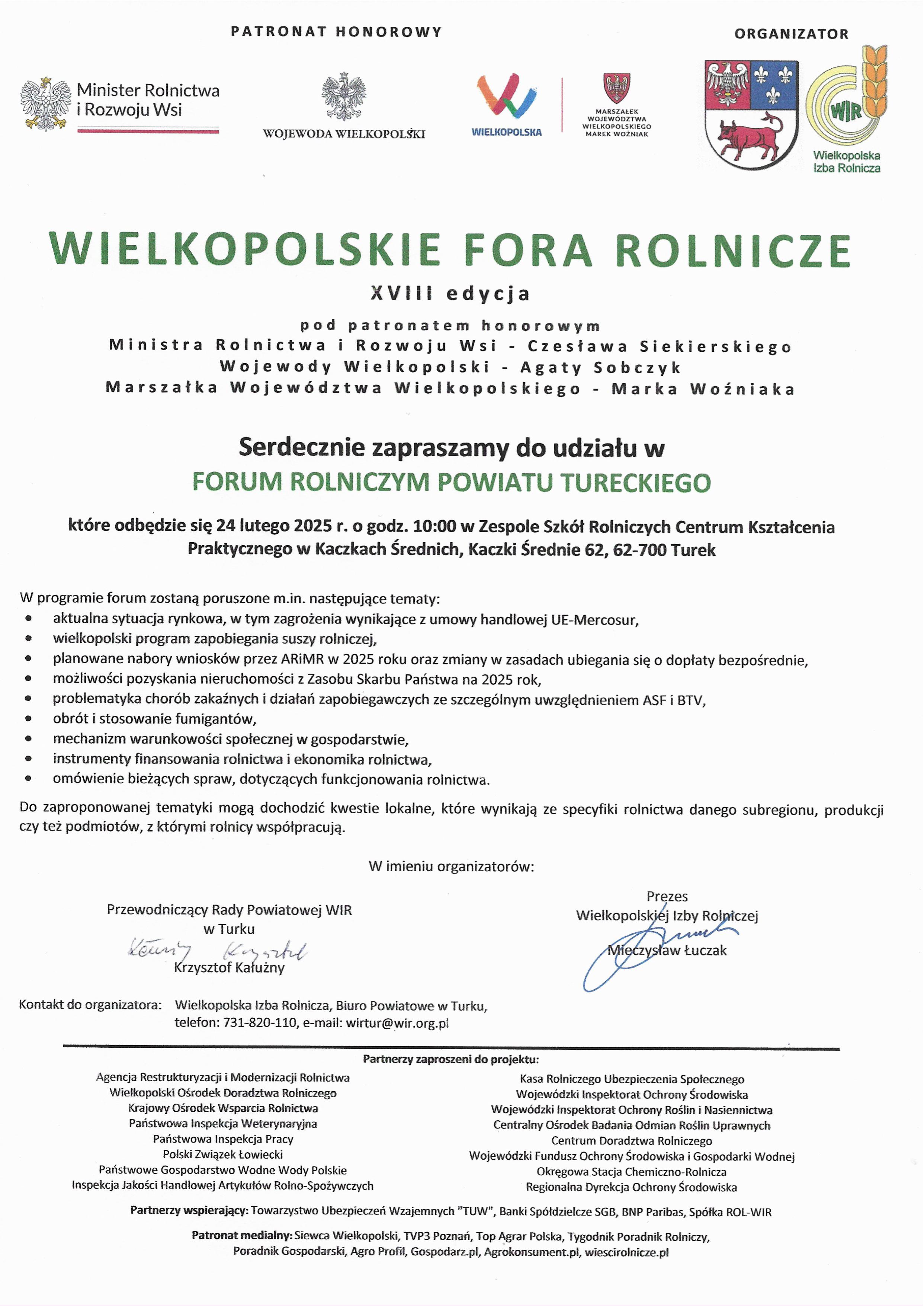 Zapraszamy na Forum Rolnicze powiatu tureckiego