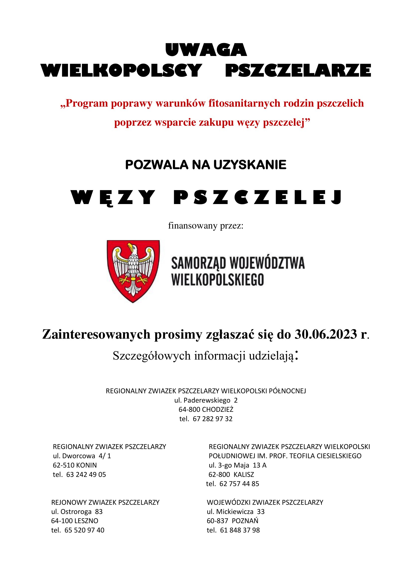 Program poprawy warunków fitosanitarnych rodzin pszczelich 